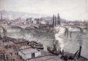 The Stone bridge in Rouen,dull weather Camille Pissarro